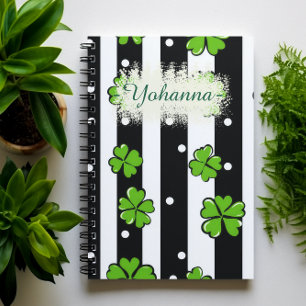 Caderno Espiral Rua. Nome Personalizado do Dia de Patrick, Stripes
