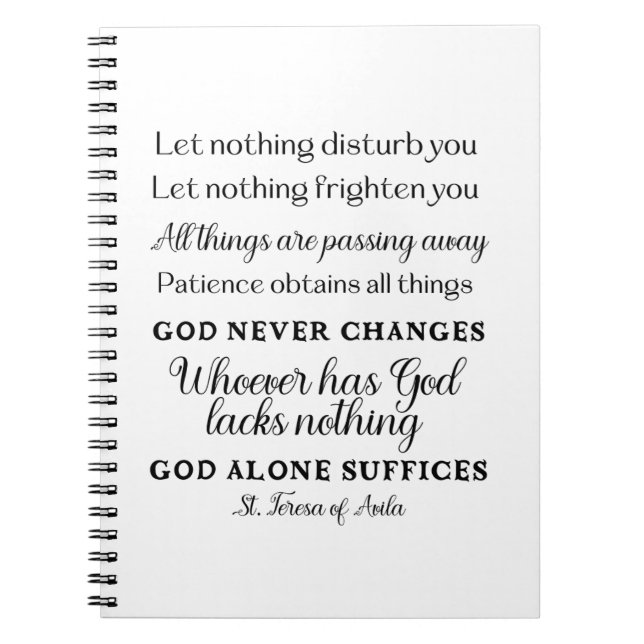 Caderno Espiral Rua: Teresa of Avila Quote Spiral Notebook (Frente)
