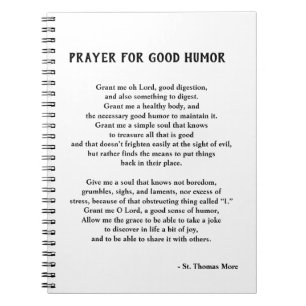 Caderno Espiral Rua. Thomas More Prayer para um Bom Humor