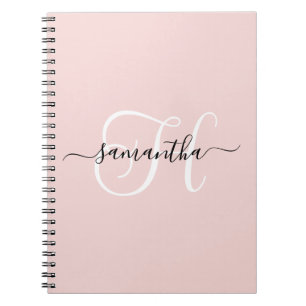 Caderno Espiral Rubor Preto e Branco Monograma Elegante
