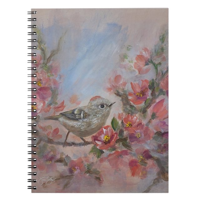Caderno Espiral Ruby Kinglet Bird (Frente)
