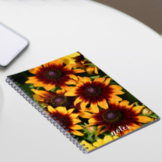 Caderno Espiral Rudbeckias Amarelo e Bronze Floral