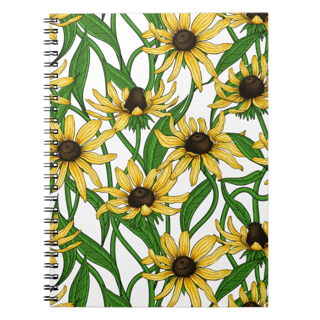 Caderno Espiral Rudbekia amarela em branco (Frente)