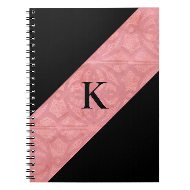 Caderno Espiral Ruddy Pink Batik e Black Monogramas (Frente)