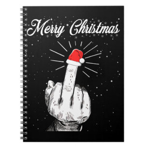 Caderno Espiral Rude Felry Christmas Middle Finger Xmas Ugly