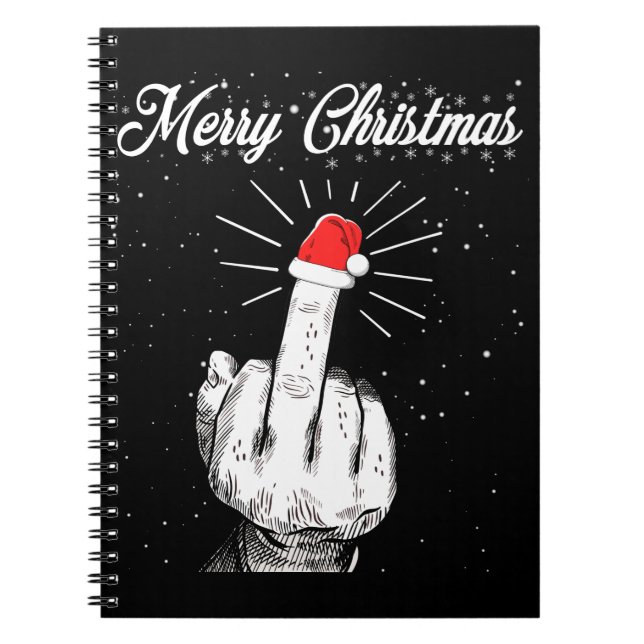Caderno Espiral Rude Felry Christmas Middle Finger Xmas Ugly (Frente)