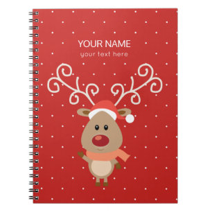 Caderno Espiral Rudolph giro o desenho das renas vermelhas