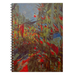 Caderno Espiral Rue Montorgueil com Bandeiras por Claude Monet