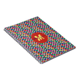 Caderno Espiral Ruído colorido textura monograma personalizado