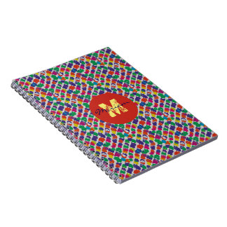 Caderno Espiral Ruído colorido textura monograma personalizado