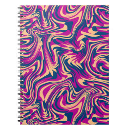 Caderno Espiral Ruído ondulado rolo magenta bege azul