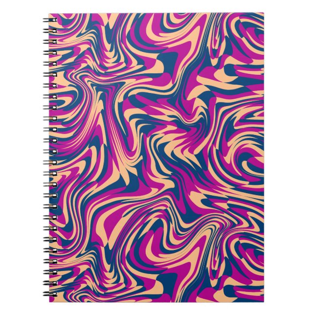 Caderno Espiral Ruído ondulado rolo magenta bege azul (Frente)