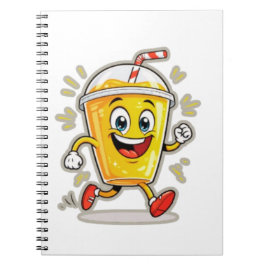 Caderno Espiral **Running Juice Cup Cartoon – Fun Street Drink Cha