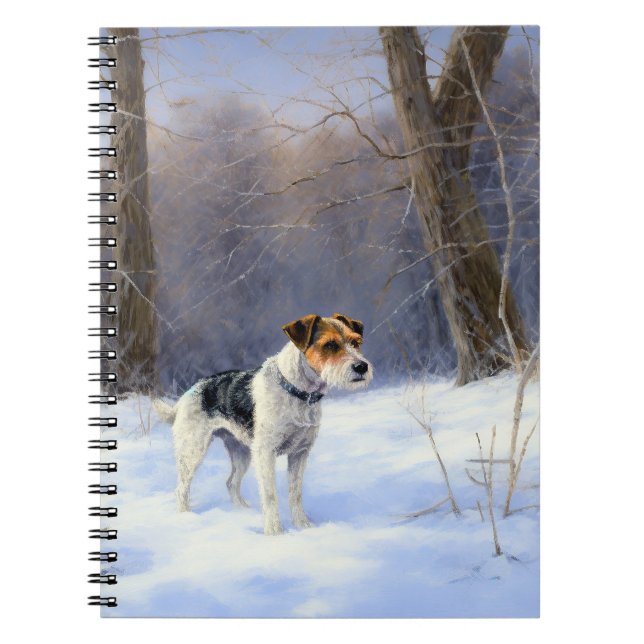 Caderno Espiral Russell Terrier Deixe-o nevar no Natal (Frente)