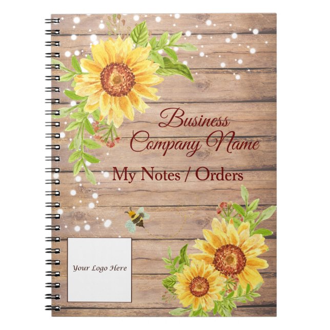Caderno Espiral Russo Floral Amarelo Sunflower Business (Frente)