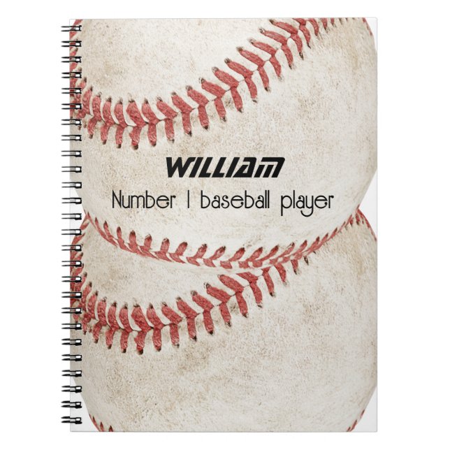 Caderno Espiral Russo número um jogador de beisebol personalizado (Frente)