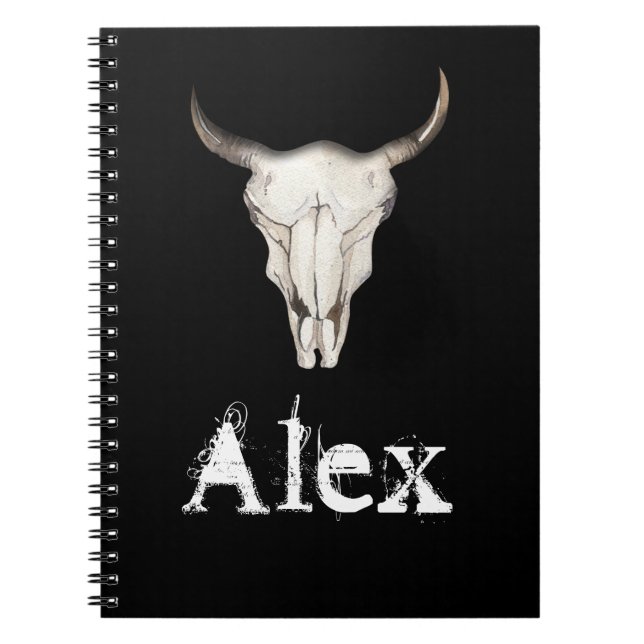Caderno Espiral Rustic Boho Cow Bull Horns Western Country (Frente)