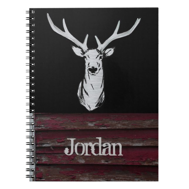 Caderno Espiral Rustic Deer Hunting Buck Name Antlers (Frente)