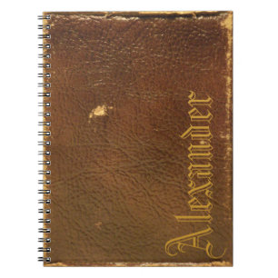 Caderno Espiral Rustic Faux Brown Leather