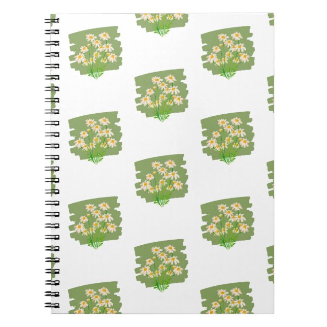 Caderno Espiral Rustic Floral Design on Green Background (Frente)
