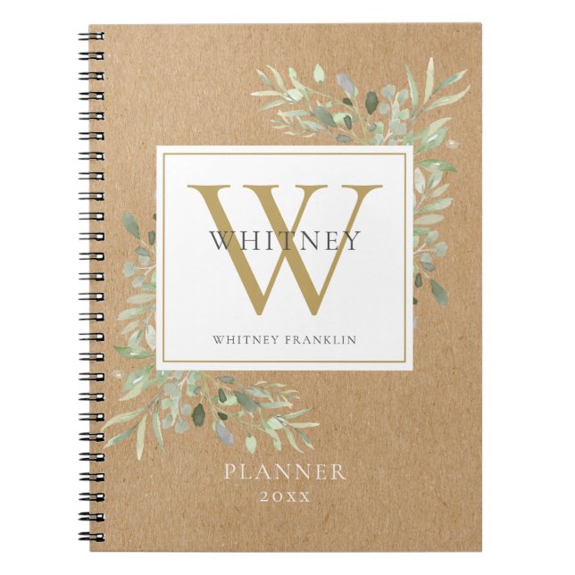 Caderno Espiral Rustic Greenery Monographic Name Planner 2021 (Frente)