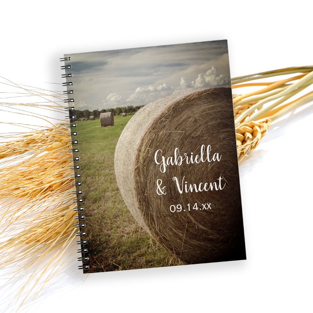 Caderno Espiral Rustic Hay Bales Ranch Wedch Livro Convidado (Criador carregado)