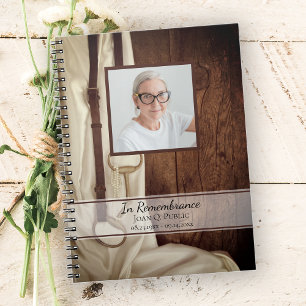 Caderno Espiral Rustic Horse Bit Satin Funeral Memorial Guest Book