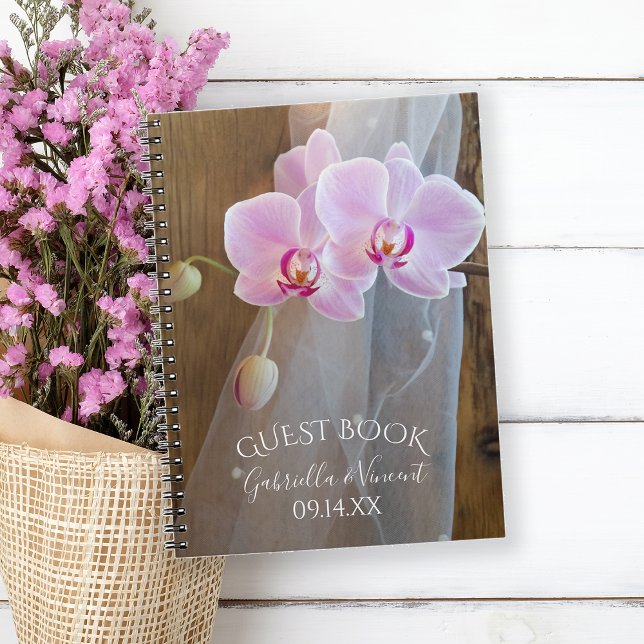 Caderno Espiral Rustic Orchid Elegance Country Barn Wedding Guest (Criador carregado)