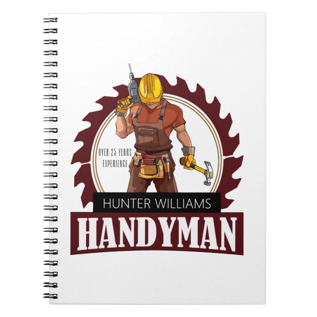 Caderno Espiral Rustic Repairman Construction Handyman Modern (Frente)
