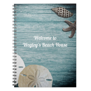 Caderno Espiral Rustic Seashells Sand Dollar Welcome Beach House