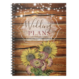 Caderno Espiral Rustic String Lights Sunflower Planner