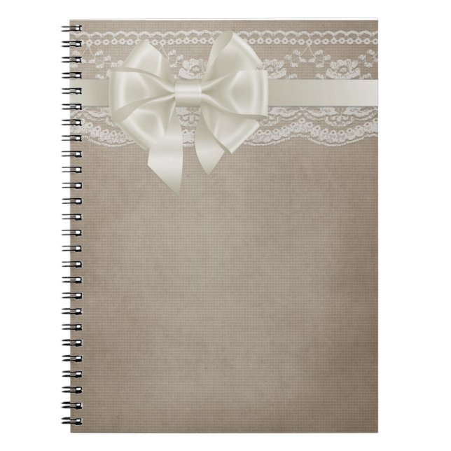 Caderno Espiral Rustic Vintage Burlap & Lace (Frente)