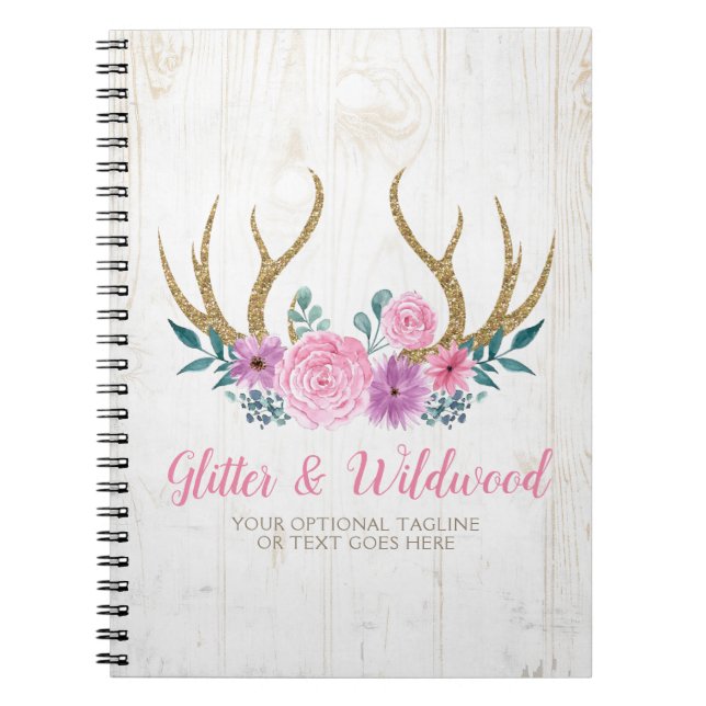 Caderno Espiral Rustic Wood & Florais em Aquarela Antílopes Boutiq (Frente)