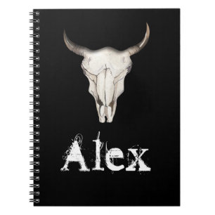 Caderno Espiral Rústico Boho Chifres de Touro Country Ocidental