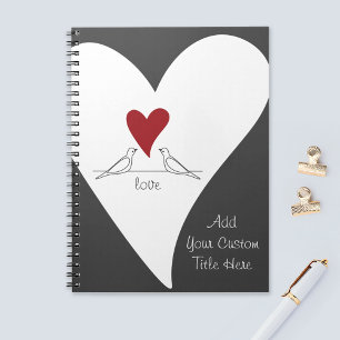 Caderno Espiral Rústicos Pássaros Modernos no Amor Coração Ver