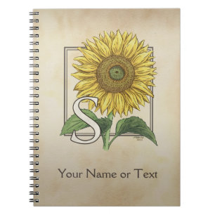 Caderno Espiral S personalizado para o monograma da flor do