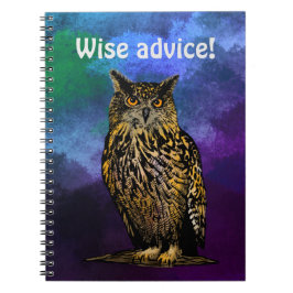 Caderno Espiral Sábio conselho Owl Notebook