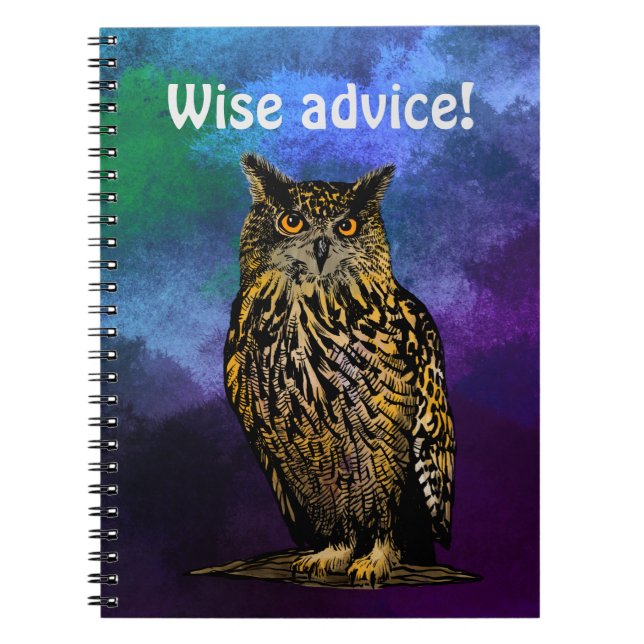 Caderno Espiral Sábio conselho Owl Notebook (Frente)