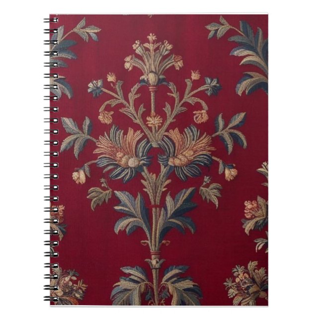 Caderno Espiral Sac broderie medievale fleurie en rouge bordeaux (Frente)