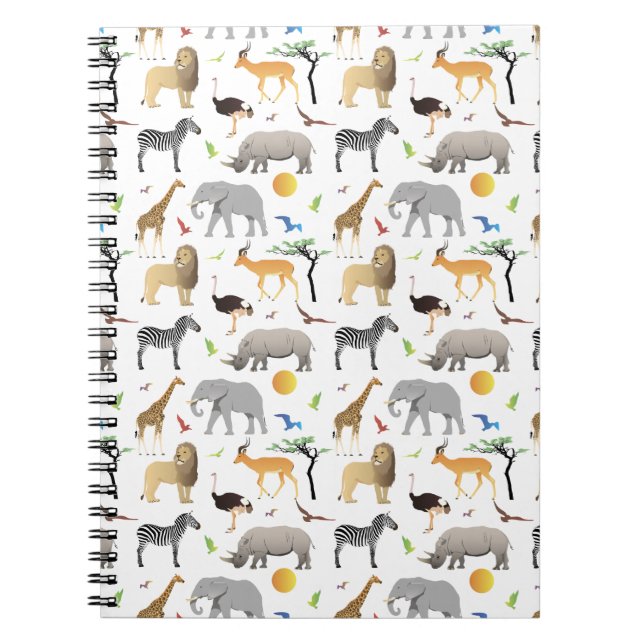 Caderno Espiral Safari Savanna Múltiplos Animais (Frente)