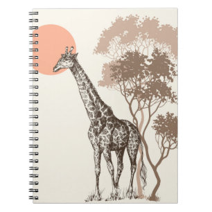 Caderno Espiral Safari Sunset Giraffe Nature Scenery
