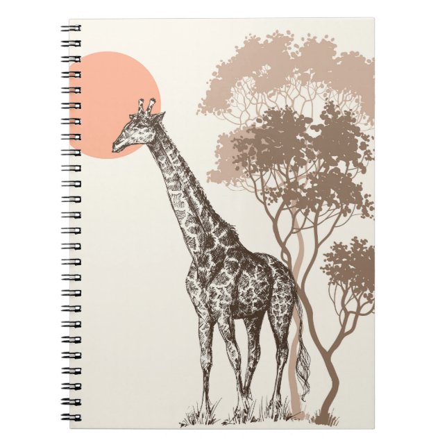 Caderno Espiral Safari Sunset Giraffe Nature Scenery (Frente)