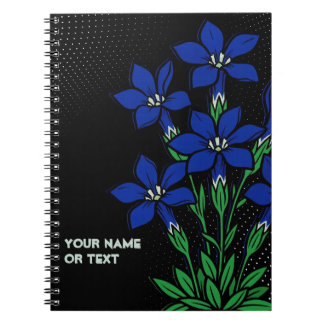 Caderno Espiral Safira Botânica: Pop Art da Genciana de Primavera