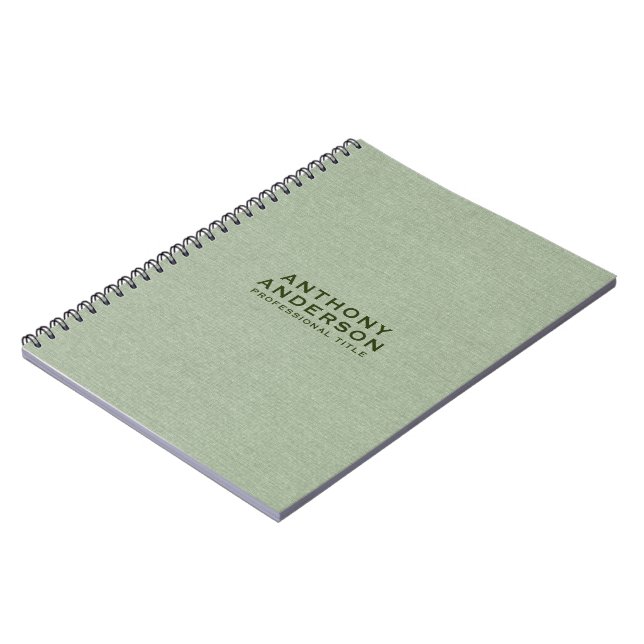 Caderno Espiral Sage Green Fabric Texture (Left Side)