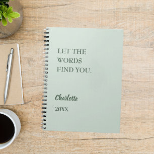 Caderno Espiral Sage green inspiration quote escrevendo