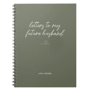 Caderno Espiral Sage Green Letters to My Future Husband Notebook