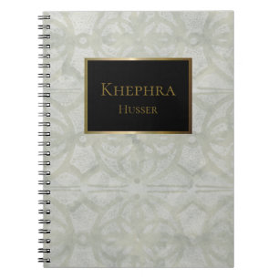 Caderno Espiral Sage Green Watercolor Black E Dourado Name