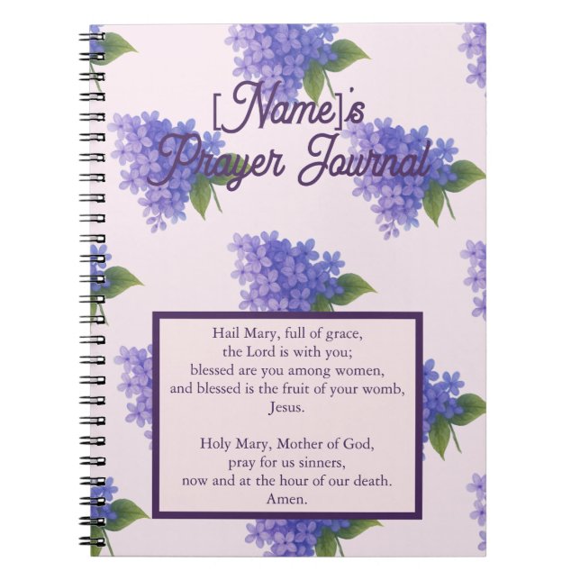 Caderno Espiral Sagrada Blooms Lilac - Diário de granizo Mary (Frente)