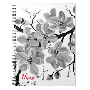 Caderno Espiral Sakura Japonesa Cherry Tree Black and White