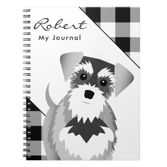 Caderno Espiral Sal e Pepper Schnauzer Xadrez de Tartan (Frente)